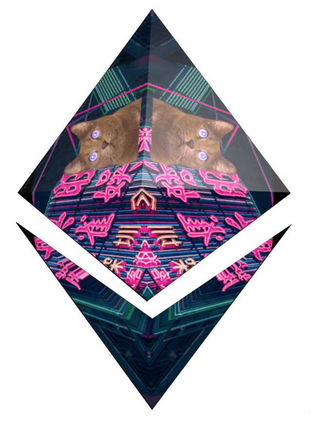 Símbolo do ETH com um caleidoscópio de gatos