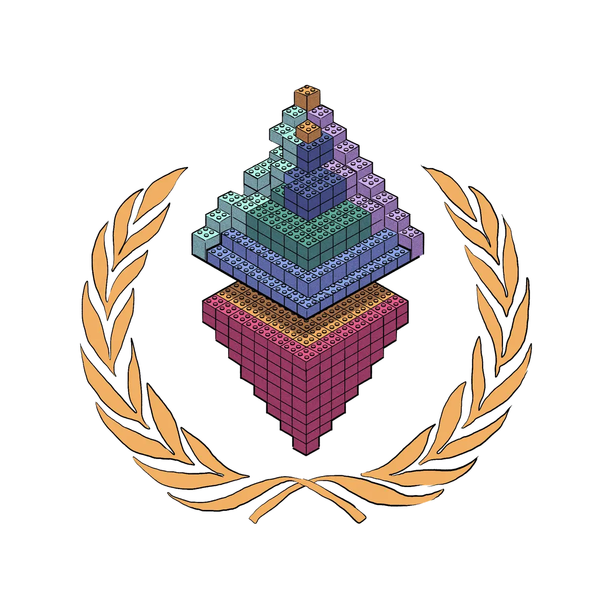 En Ethereum-logo laget av legoklosser.