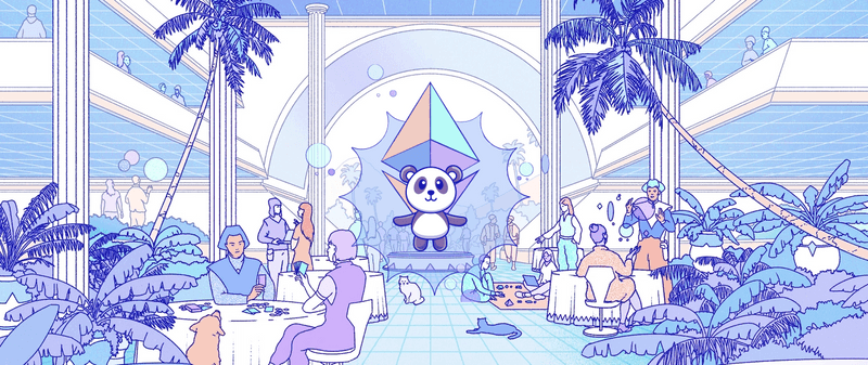 Hero do ethereum.org com o panda do The Merge