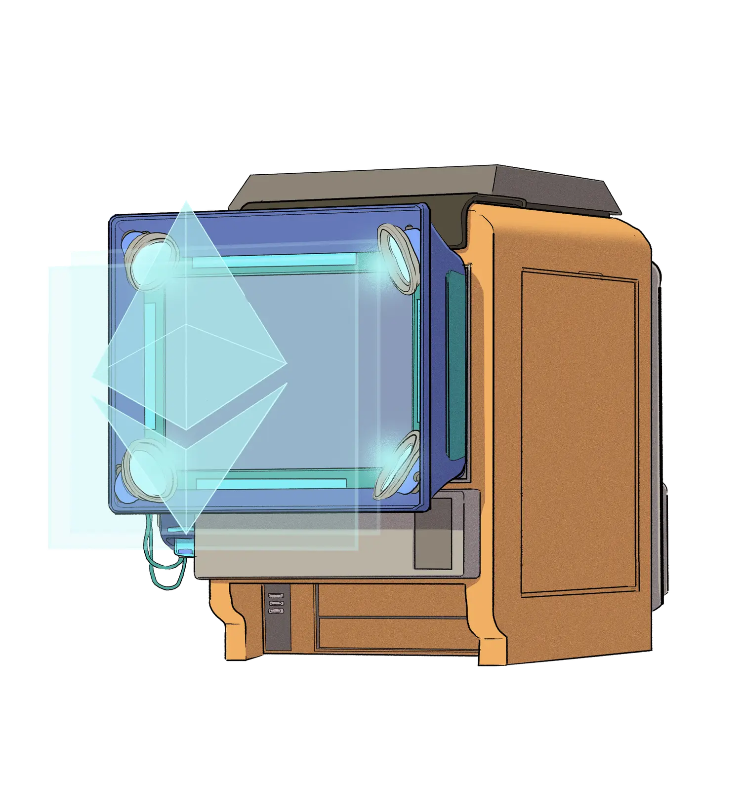 En Eth-logo vises med hologram.