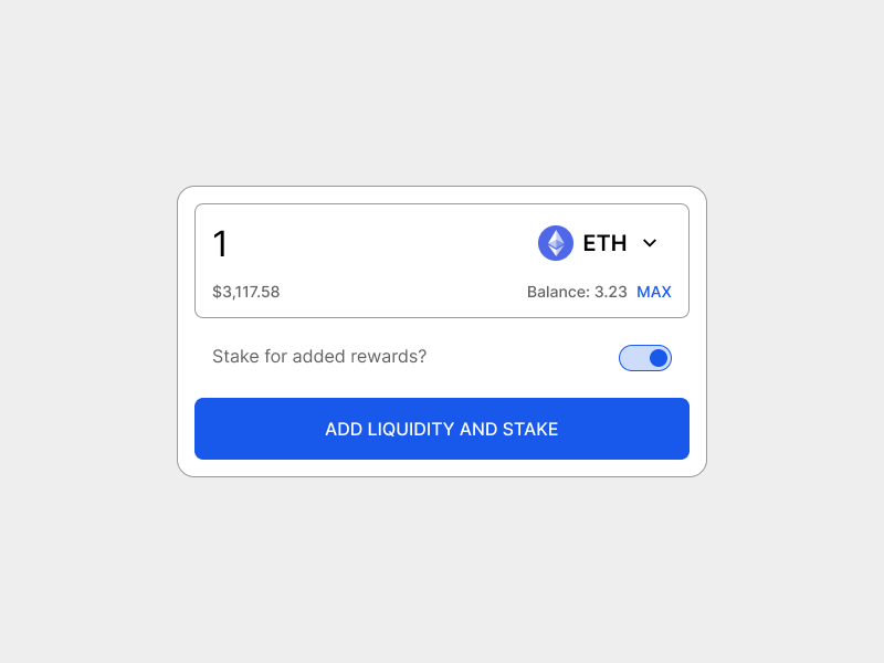 Modal que muestra un interrumptor para combinar las acciones de depositar y hacer staking