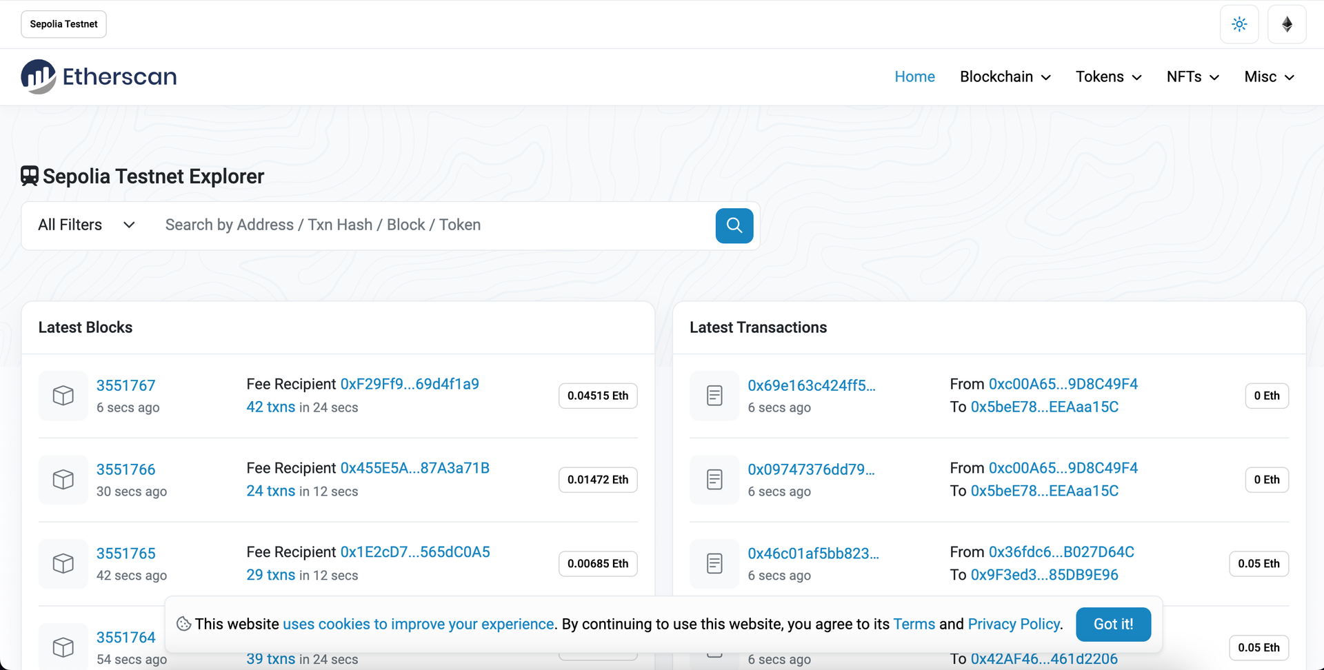 Ver la dirección de su contrato en Etherscan