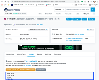 Vue Opcode depuis Etherscan