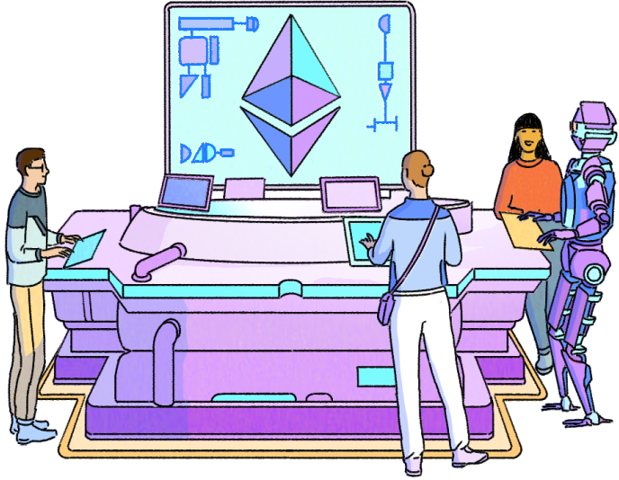 Ethereum logo on the computer screen