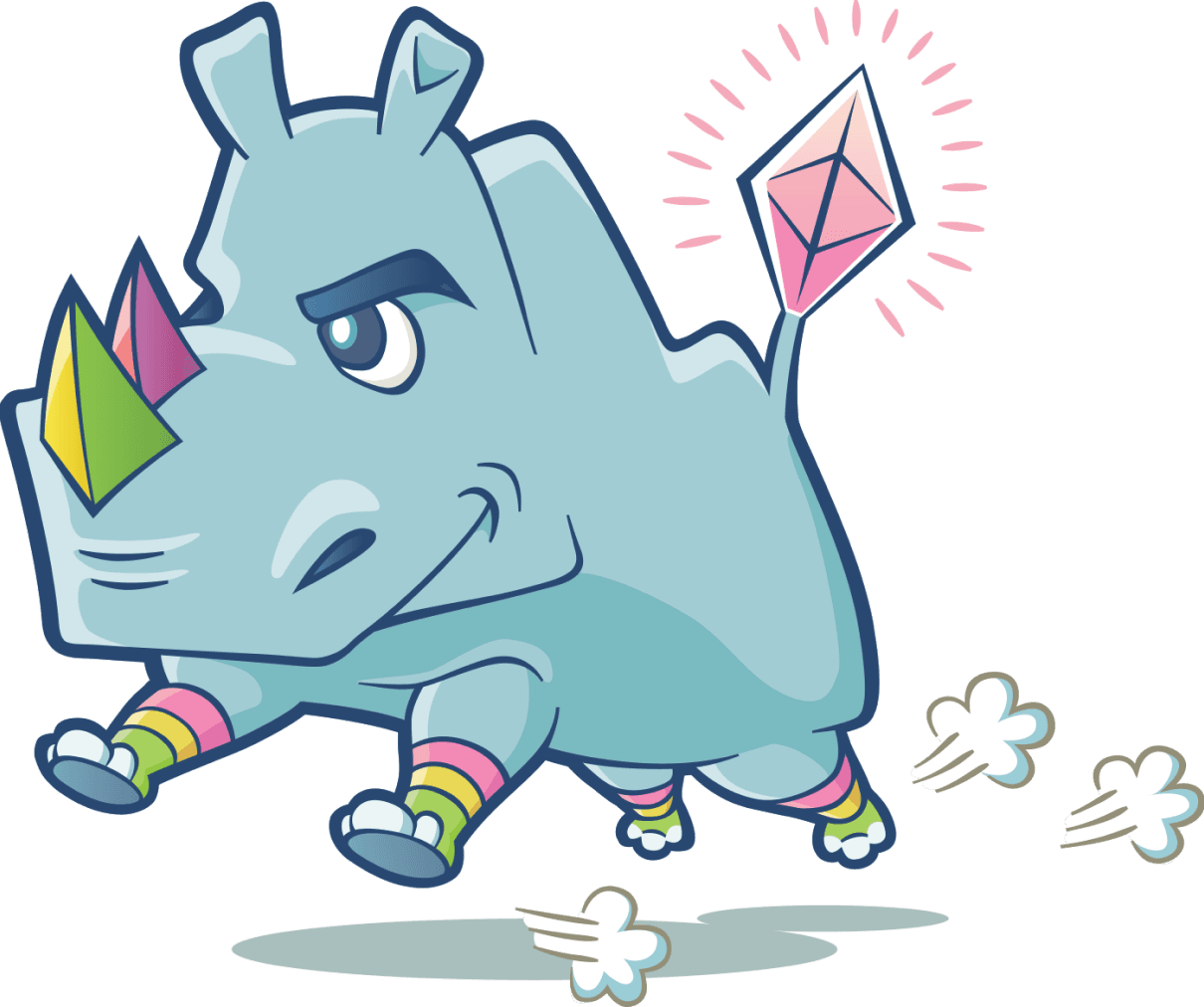 Image de la mascotte Rhino pour la plateforme de lancement de la mise en jeu.
