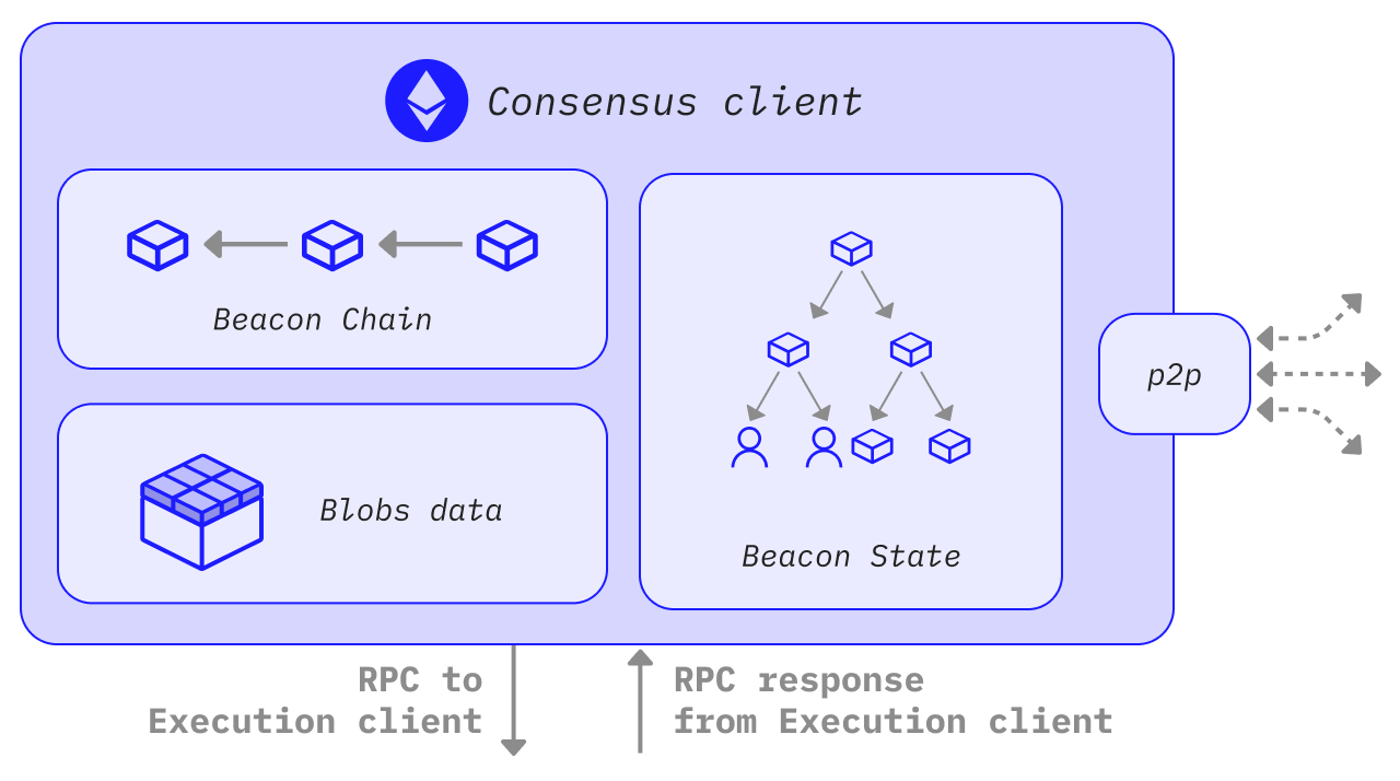 Diagram of the Ethereum consensus client networking layer