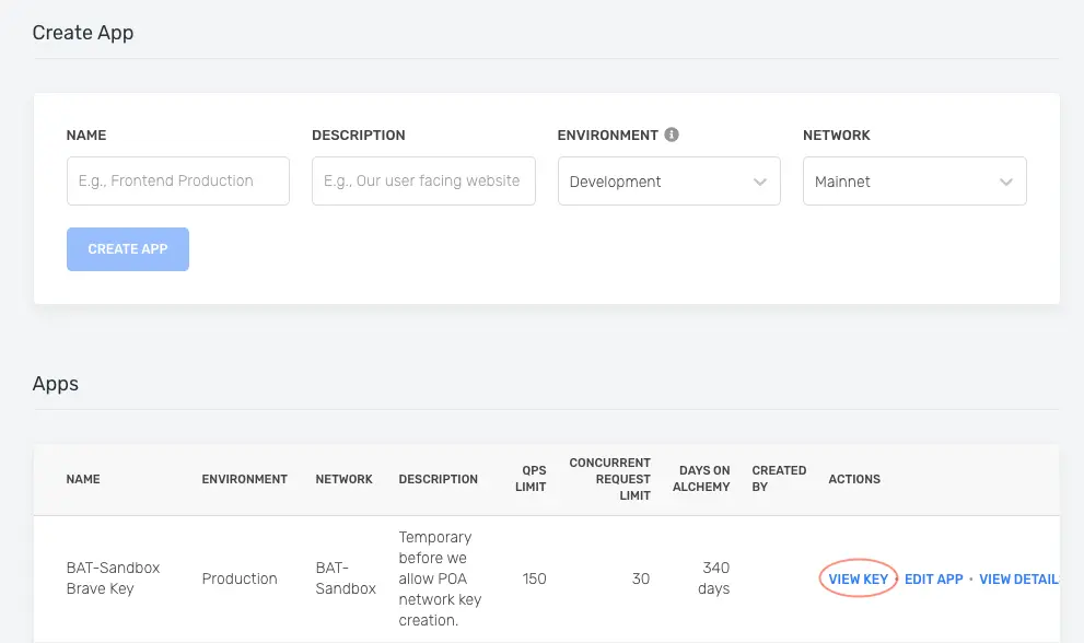 Create app with Alchemy screenshot