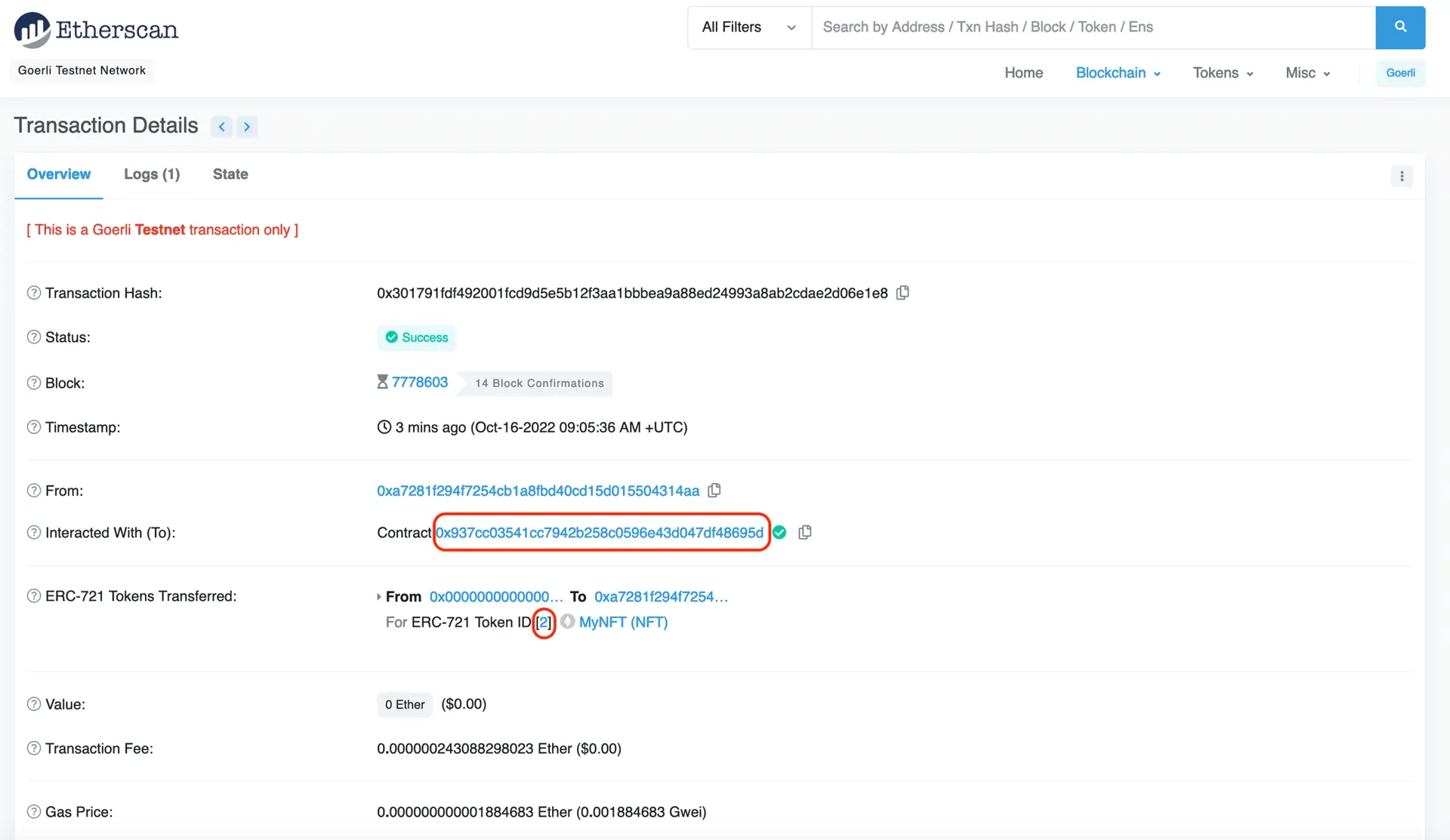 How to find your transaction hash and ERC-721 token ID