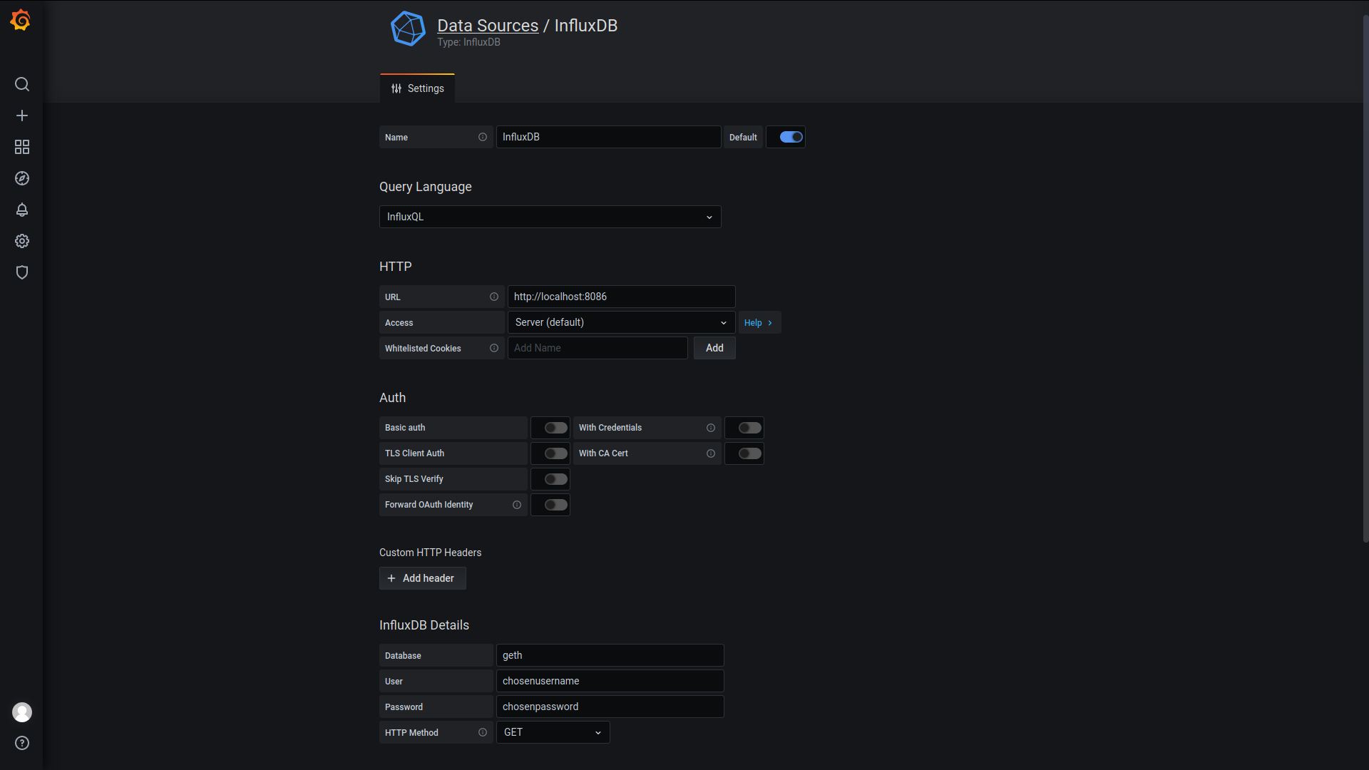 Grafana dashboard screenshot for Geth monitoring (panel 5)