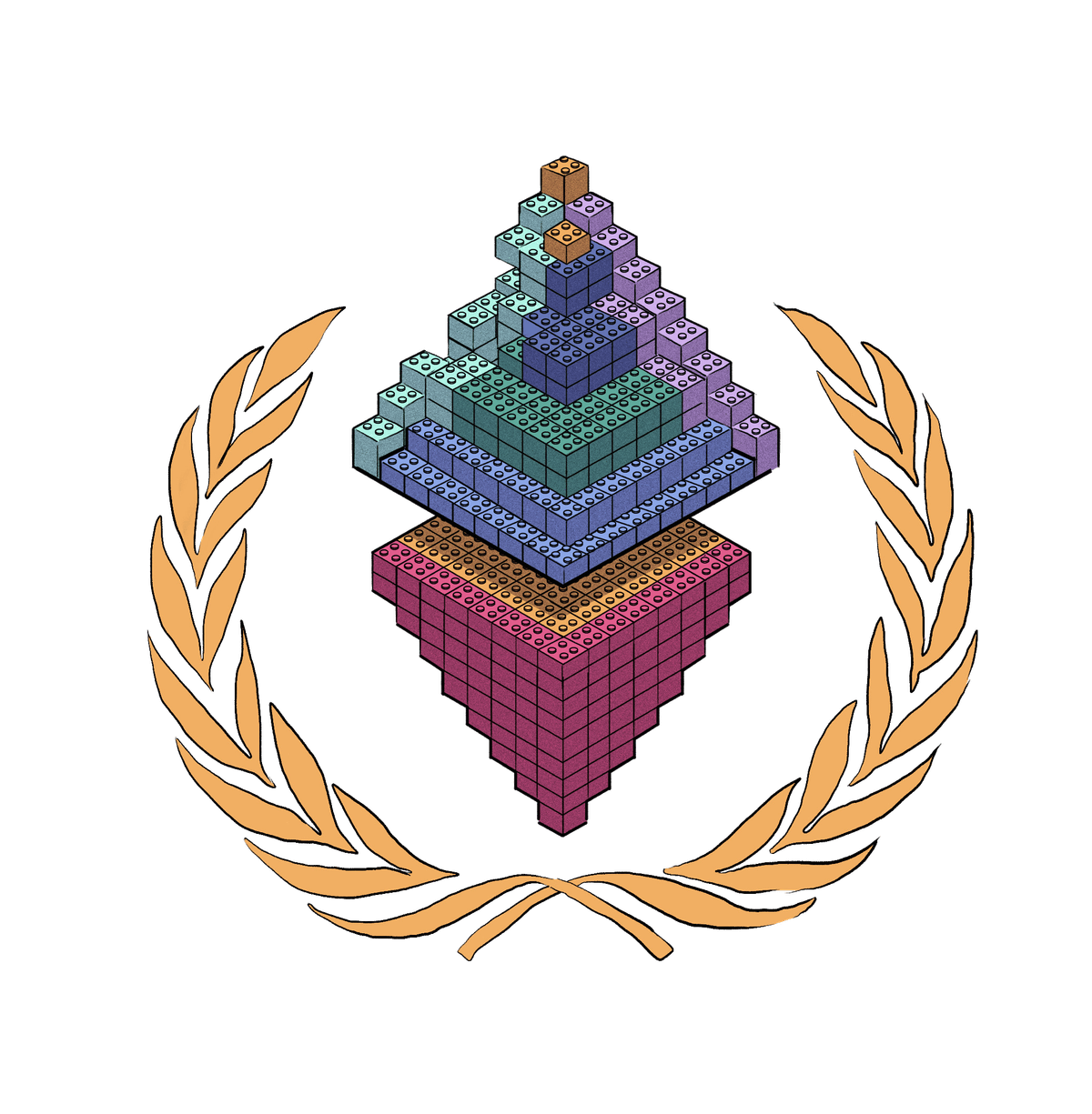 Ethereum logotip narejen iz lego kock.
