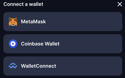 Selecting from a list of wallets to connect with