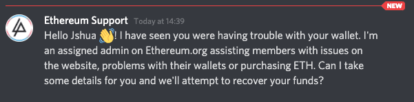 Een support scam op Discord